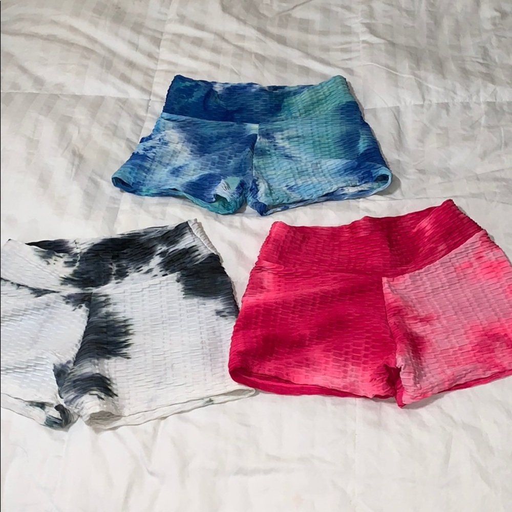 3 Rouching Stretchy workout shorts